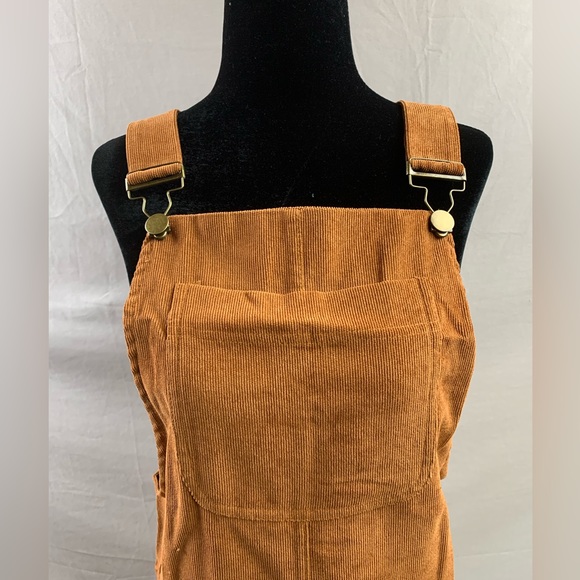 Corduroy Pocket Front Overall Dress Brown - Picture 6 of 7